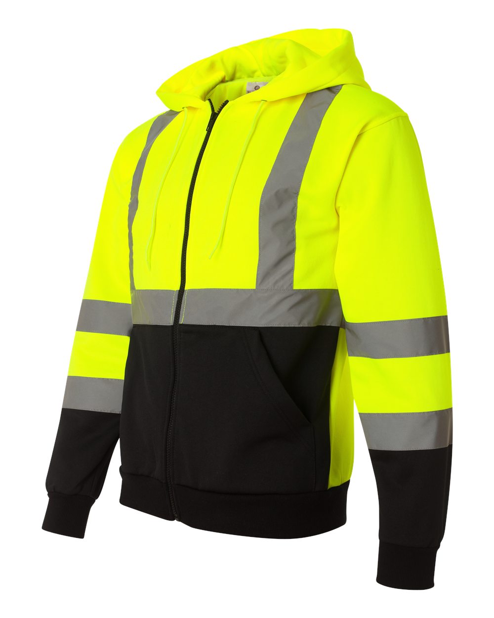 Unisex Hi-Vis Full-Zip Hooded Sweatshirt - Side - B86829174 - Lime