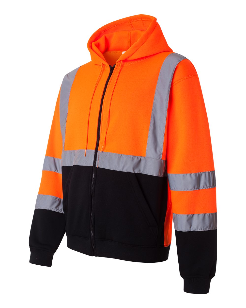 Unisex Hi-Vis Full-Zip Hooded Sweatshirt - Side - B86829664 - Orange