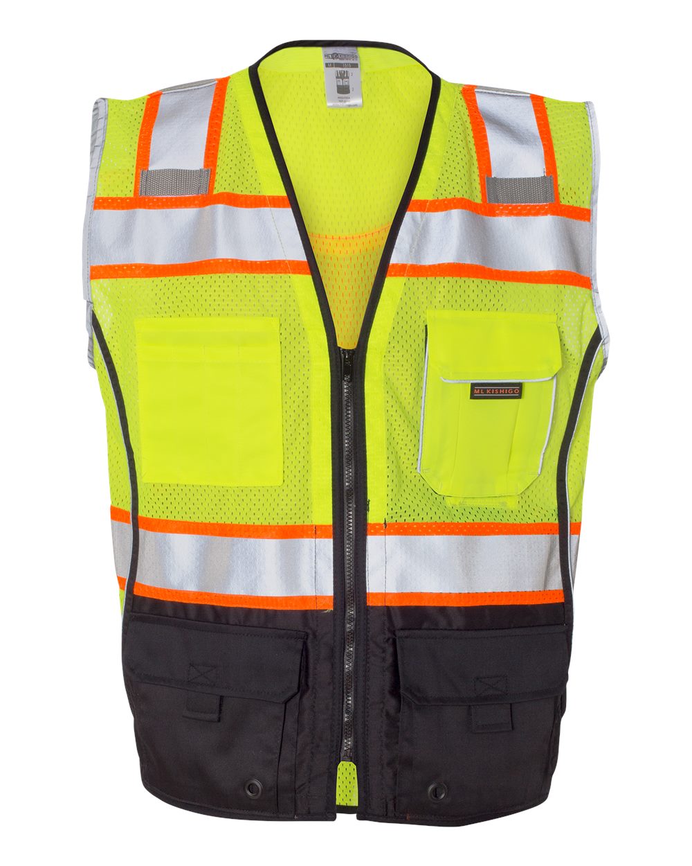 Unisex Premium Black Series® Black Bottom Class 2 Vest - Front - B65029174 - Lime