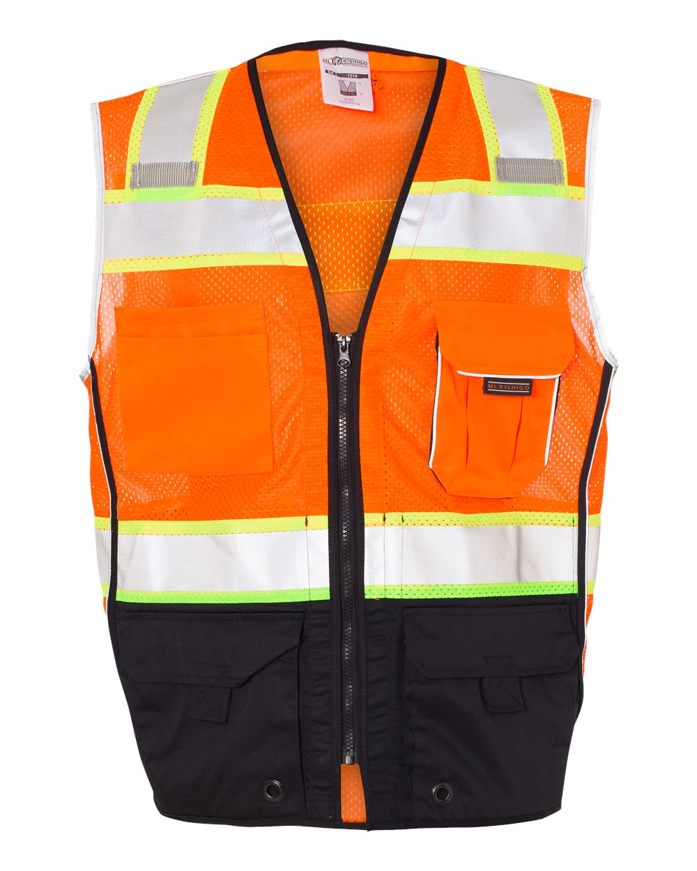 Unisex Premium Black Series® Black Bottom Class 2 Vest - Front - B65029664 - Orange