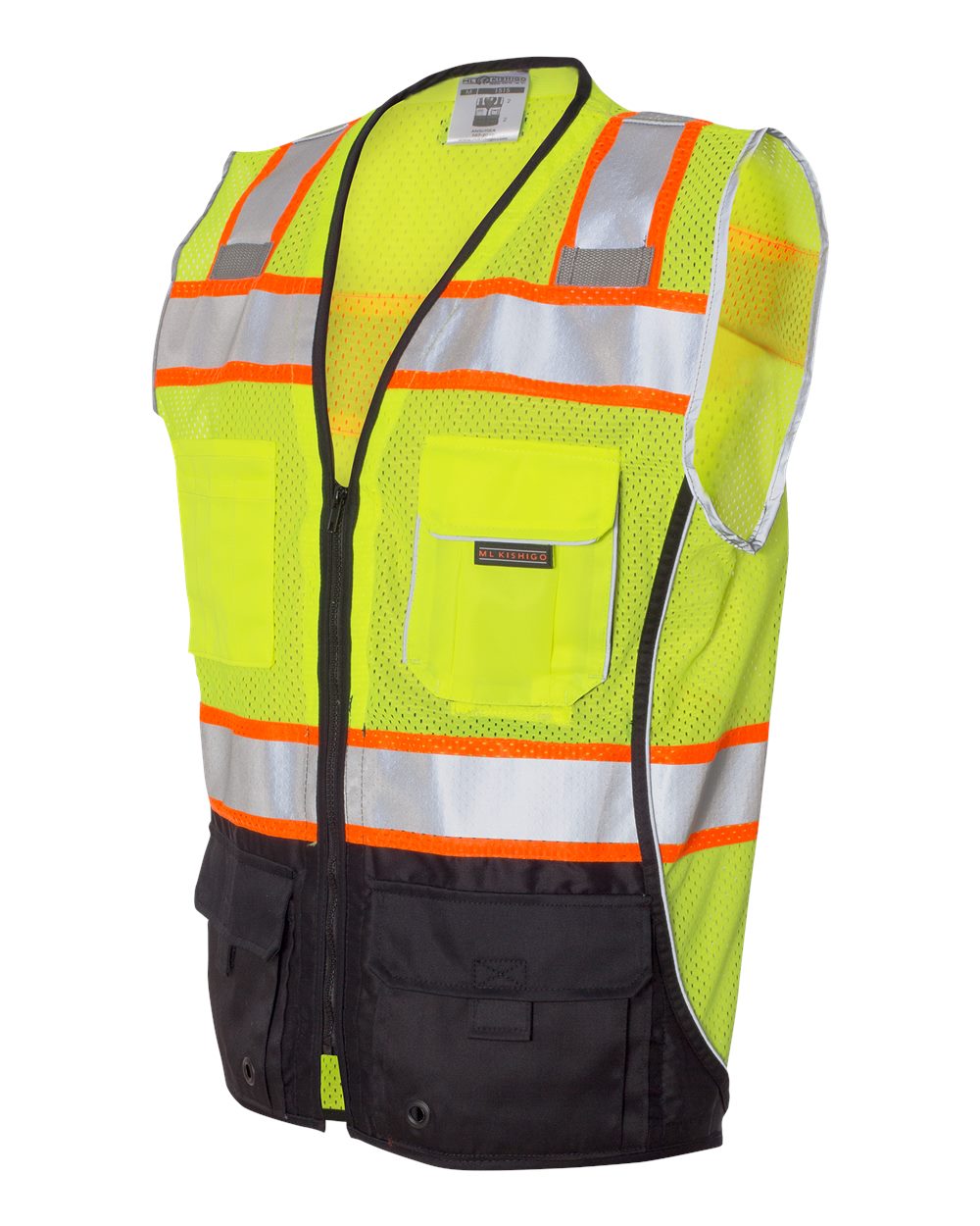 Unisex Premium Black Series® Black Bottom Class 2 Vest - Side - B65029174 - Lime