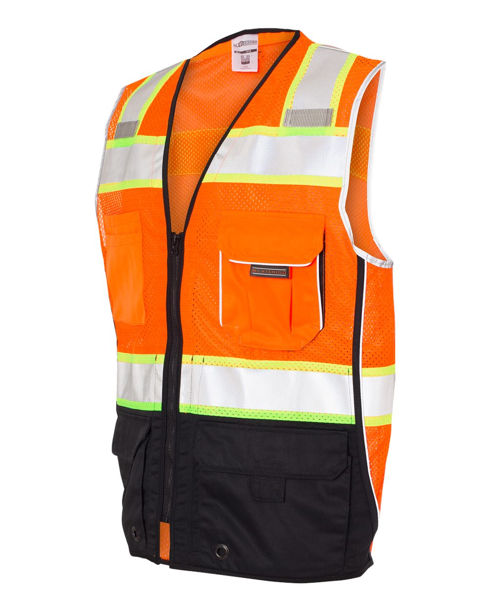 Unisex Premium Black Series® Black Bottom Class 2 Vest - Side - B65029664 - Orange