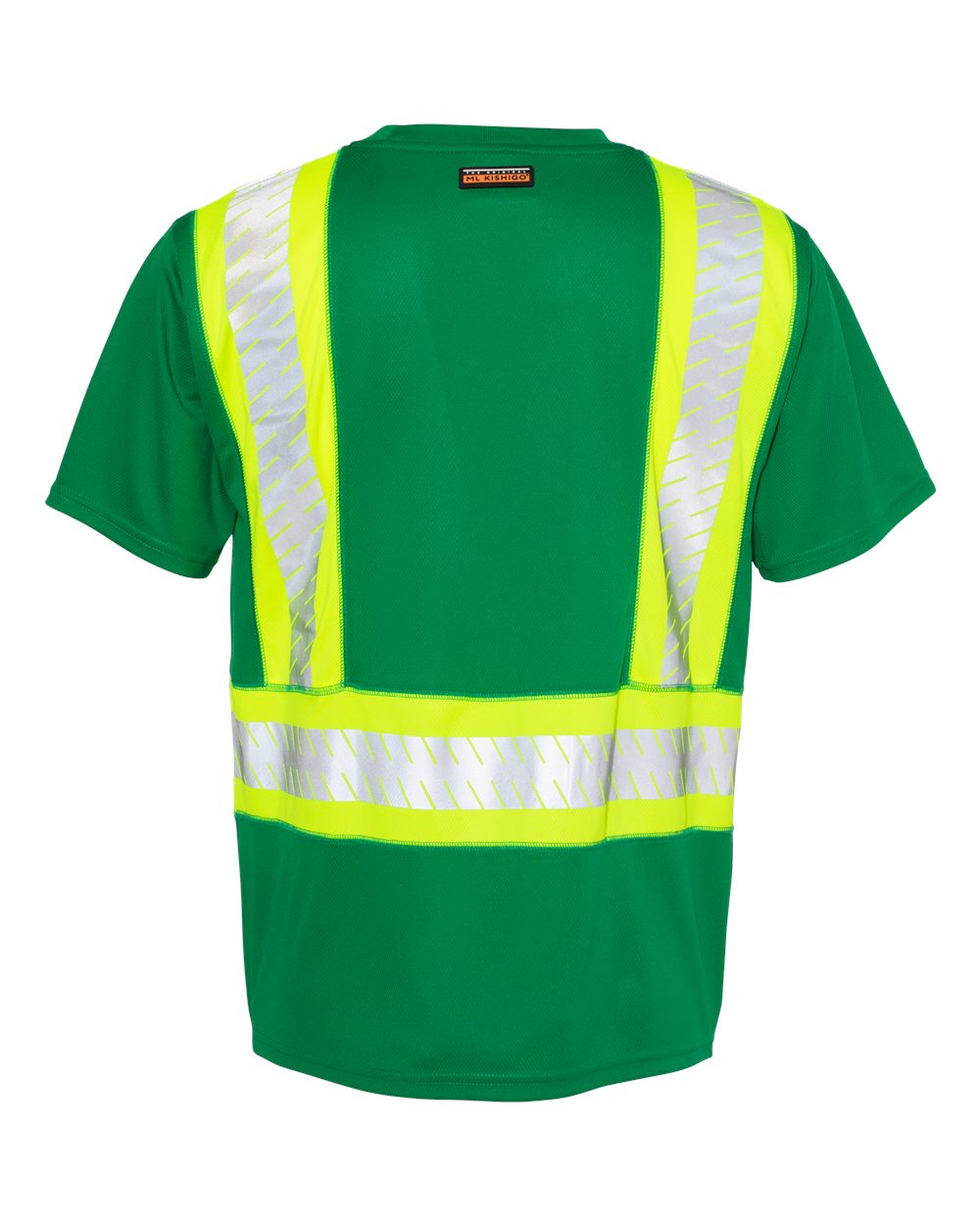 Unisex EV Series® Enhanced Visibility Contrast Pocket T-Shirt - Back - B88529544 - Green/ Lime - B204