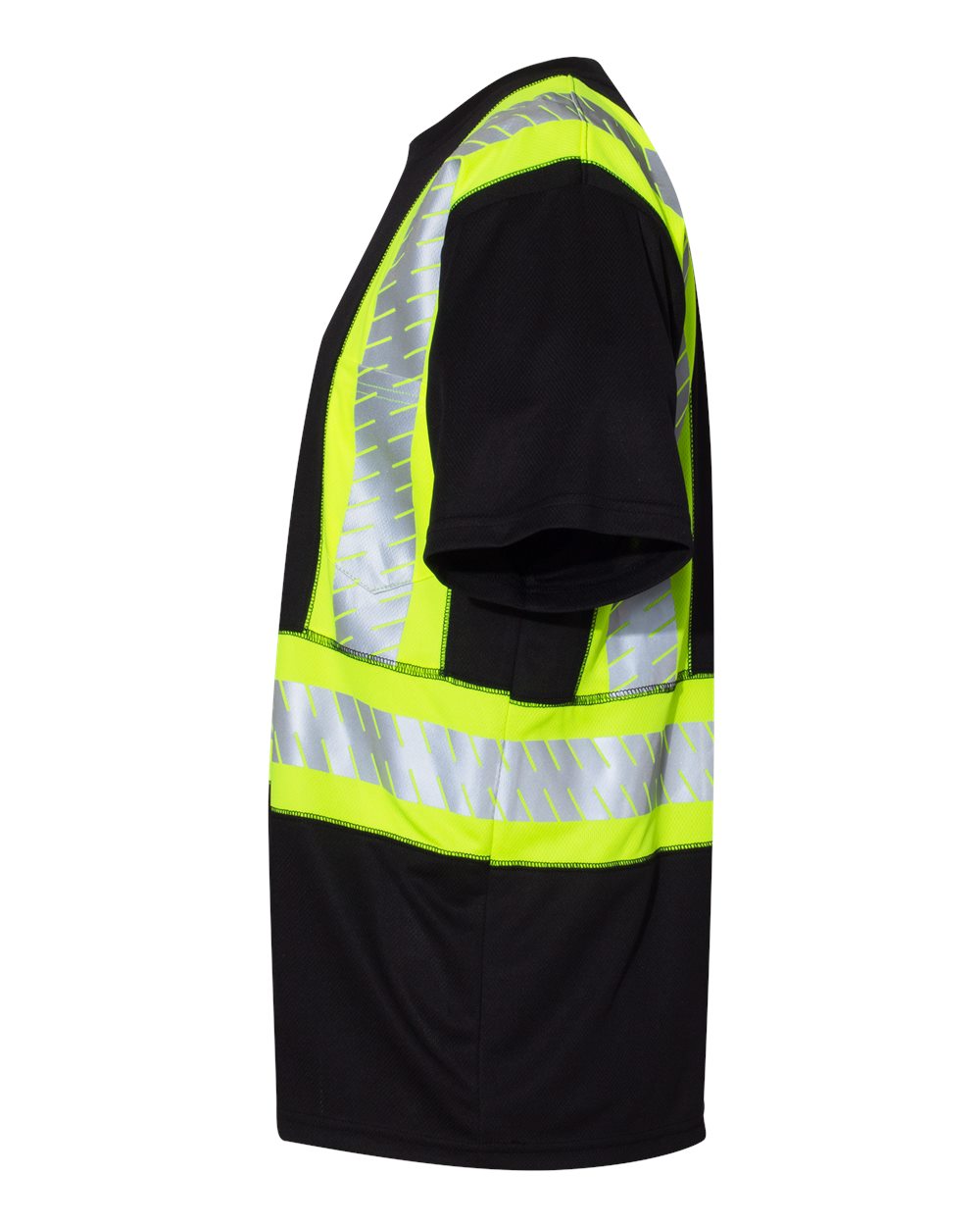 Unisex EV Series® Enhanced Visibility Contrast Pocket T-Shirt - DirectSide - B88529174 - Black/ Lime - B200