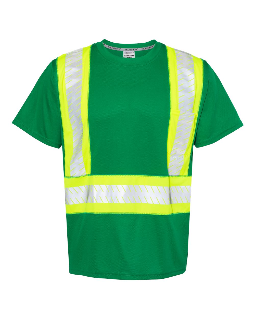 Unisex EV Series® Enhanced Visibility Contrast Pocket T-Shirt - Front - B88529544 - Green/ Lime - B204