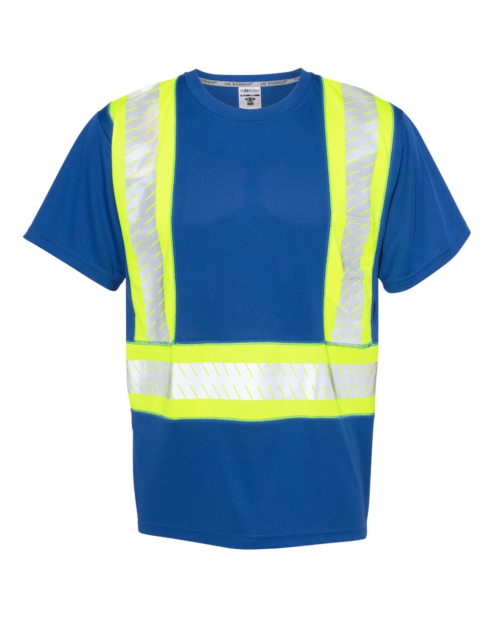 Unisex EV Series® Enhanced Visibility Contrast Pocket T-Shirt - Front - B88529754 - Royal Blue/ Lime - B202