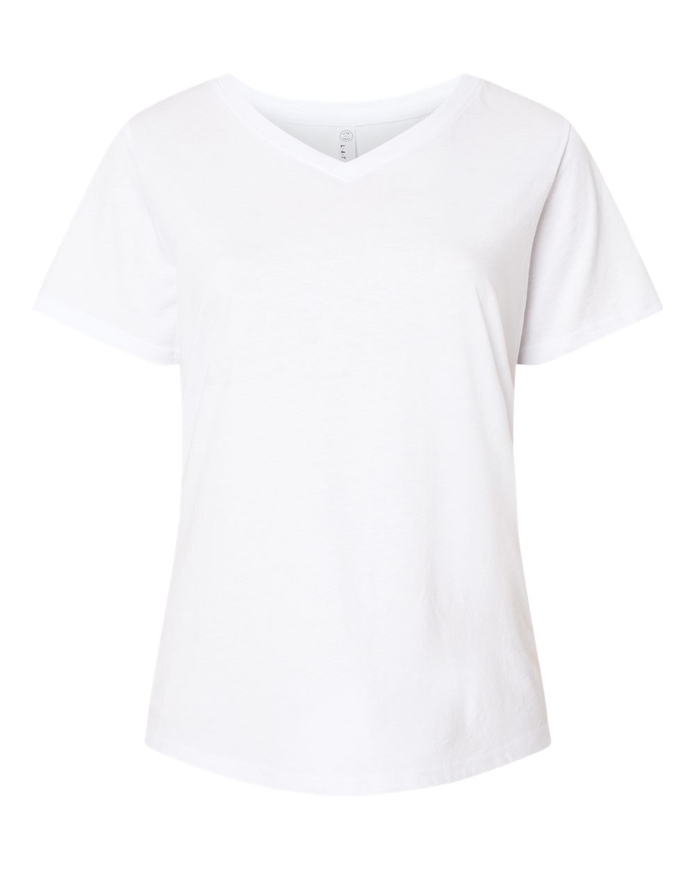 Women's Curvy Collection Fine Jersey V-Neck Tee - Front - B05038012 - Blended White