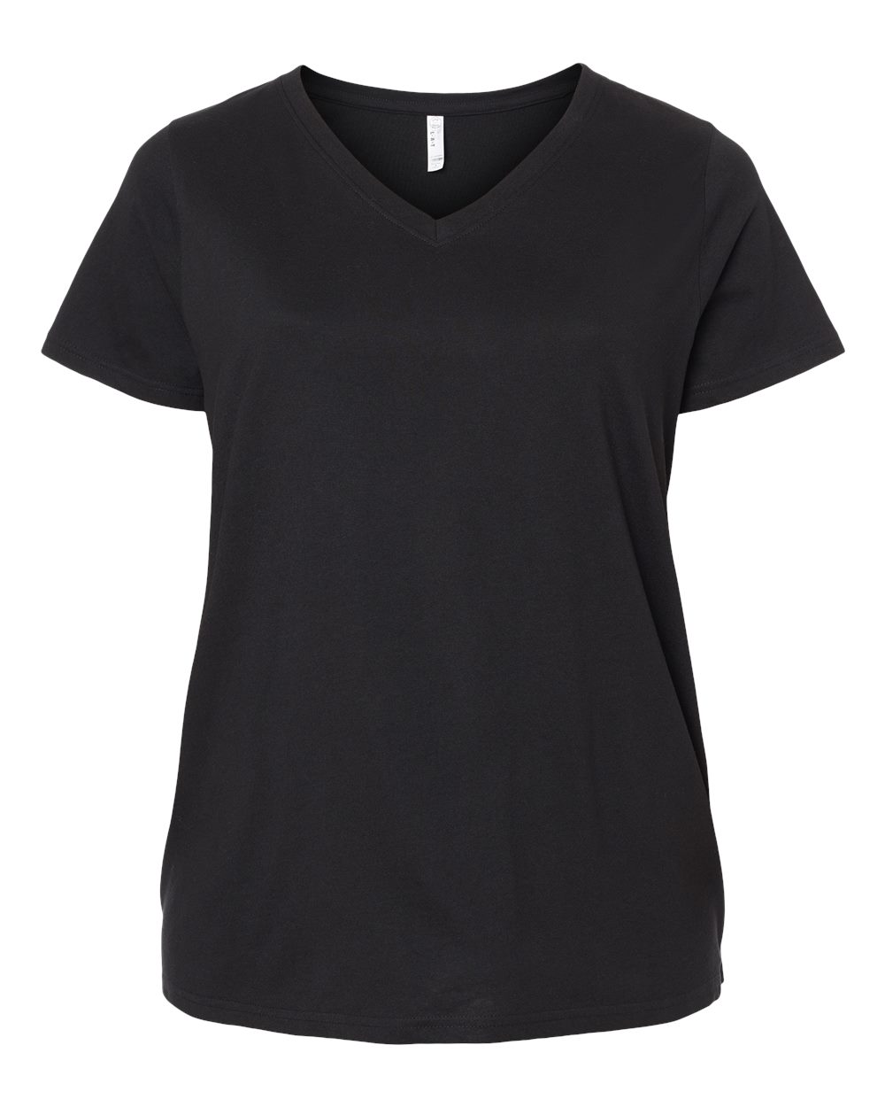 Women's Curvy Collection Fine Jersey V-Neck Tee - Front - B05038502 - Blended Black