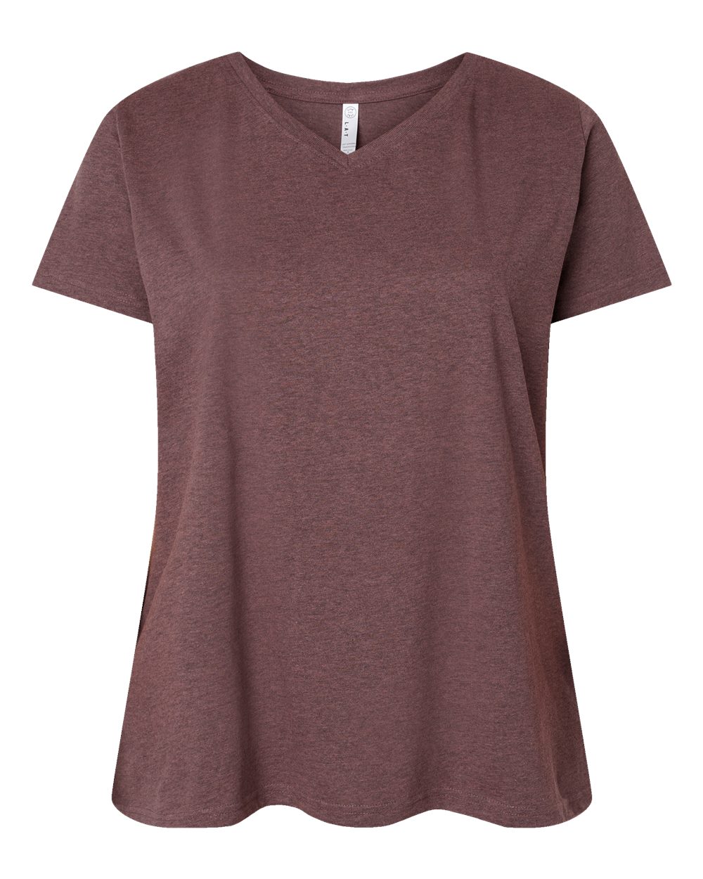 Women's Curvy Collection Fine Jersey V-Neck Tee - Front - B05038532 - Sangria Blackout