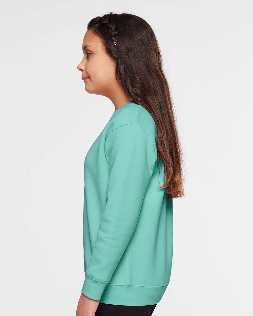Youth Elevated Fleece Crewneck Sweatshirt - OnModelSide - B06638992 - Saltwater
