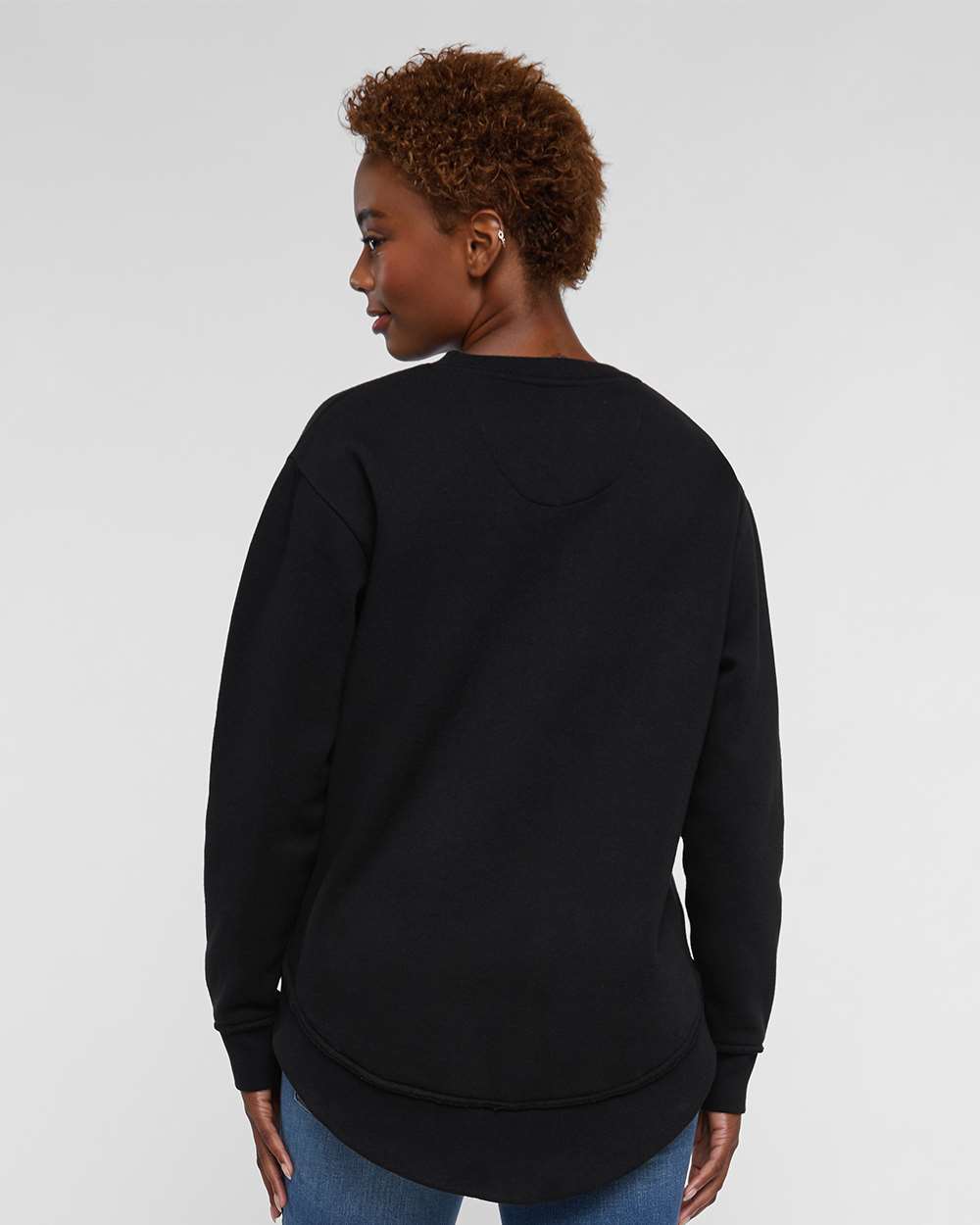 Women's Weekend Fleece Crewneck Sweatshirt - OnModelBack - B07038503 - Black