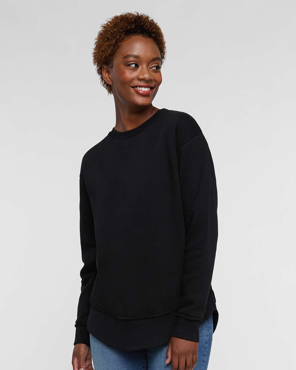 Women's Weekend Fleece Crewneck Sweatshirt - OnModelFront - B07038503 - Black