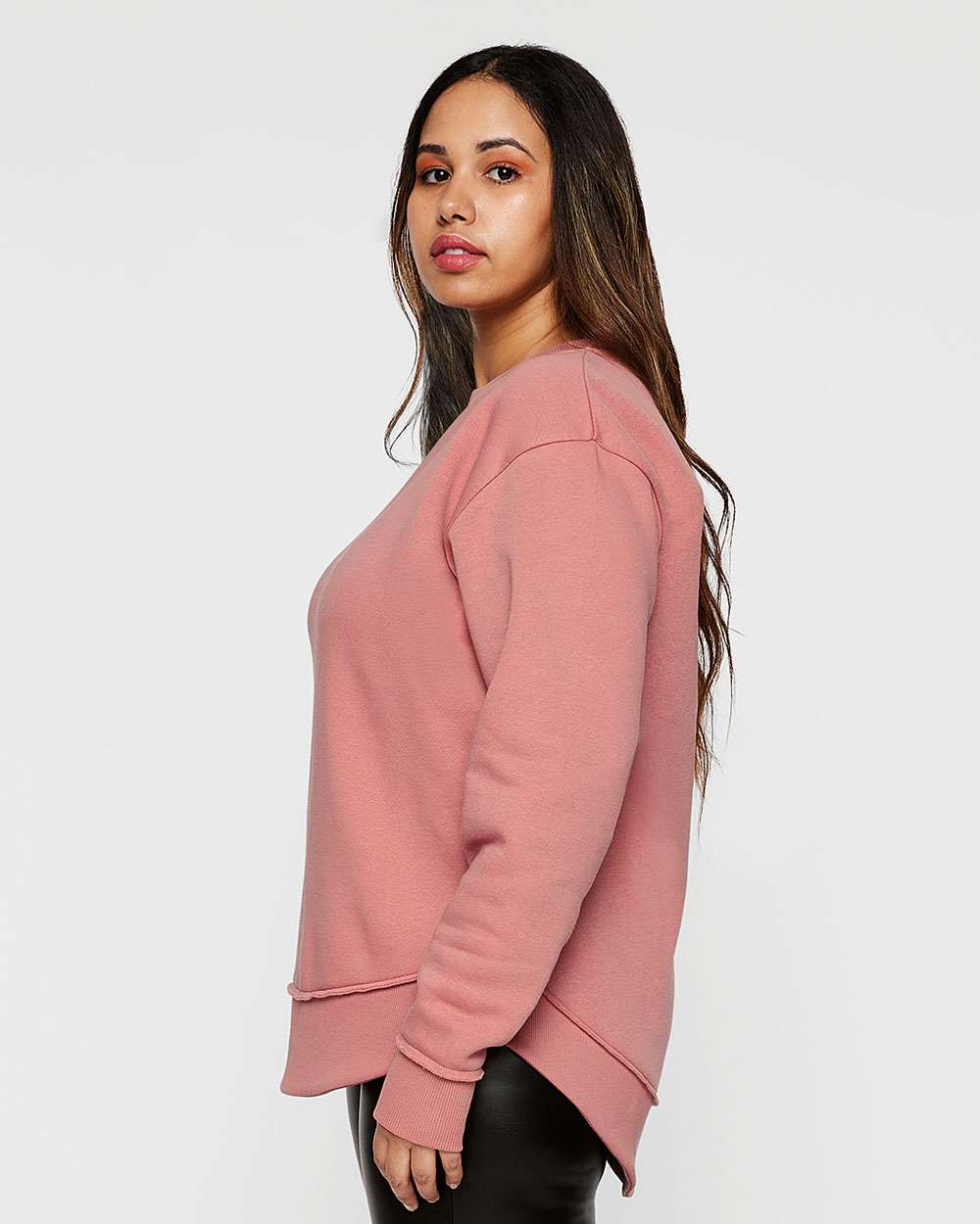 Women's Weekend Fleece Crewneck Sweatshirt - OnModelSide - B07038273 - Mauvelous