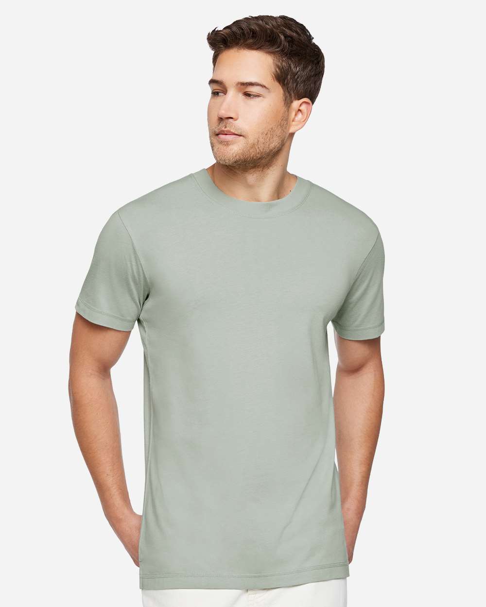 Unisex Bamboo Tee - OnModelFront - B08838113 - Eucalyptus