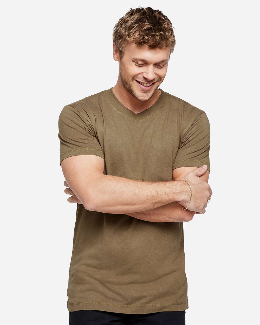 Unisex Bamboo Tee - OnModelFront - B08838553 - Coyote Brown