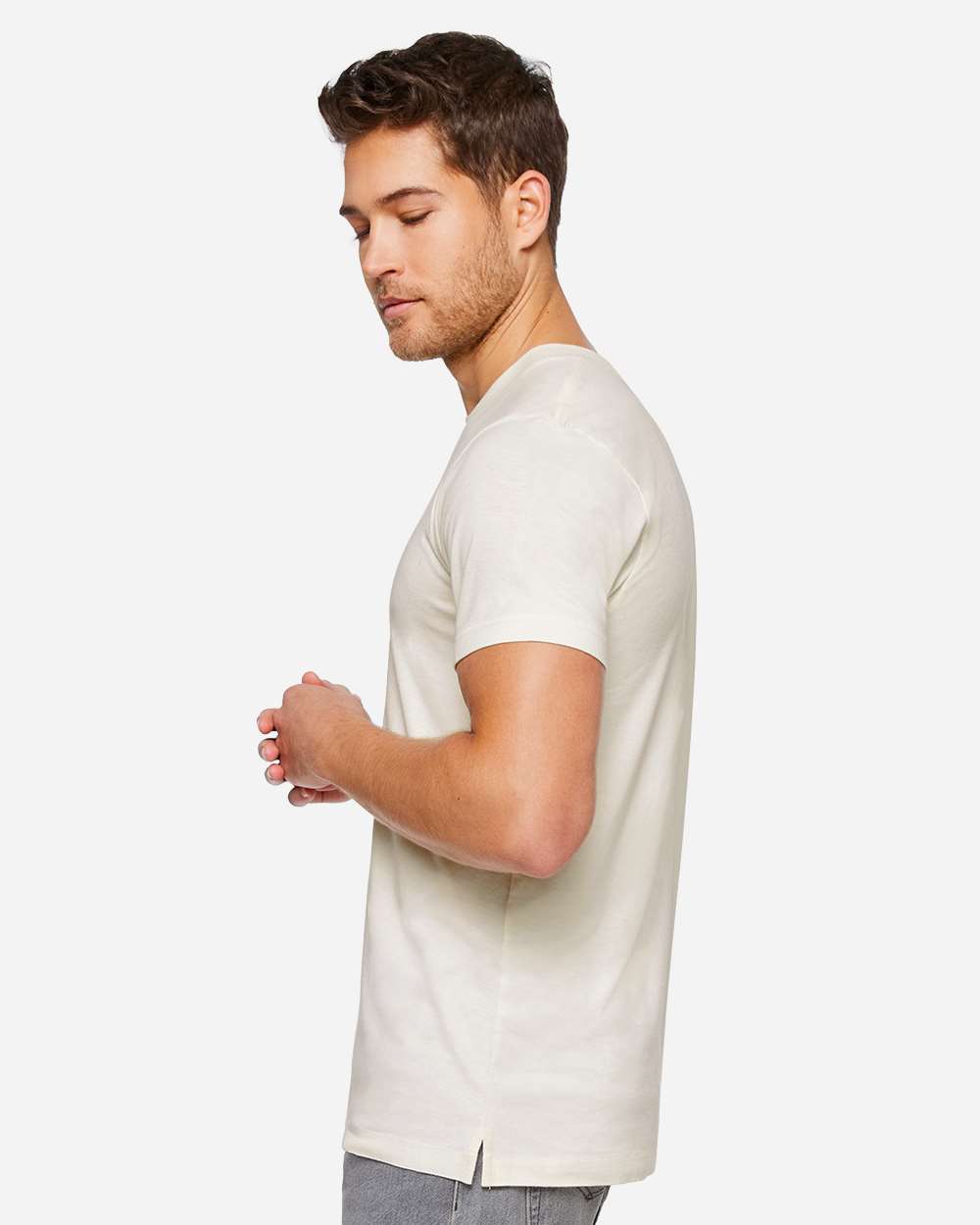 Unisex Bamboo Tee - OnModelSide - B08838243 - Eggshell