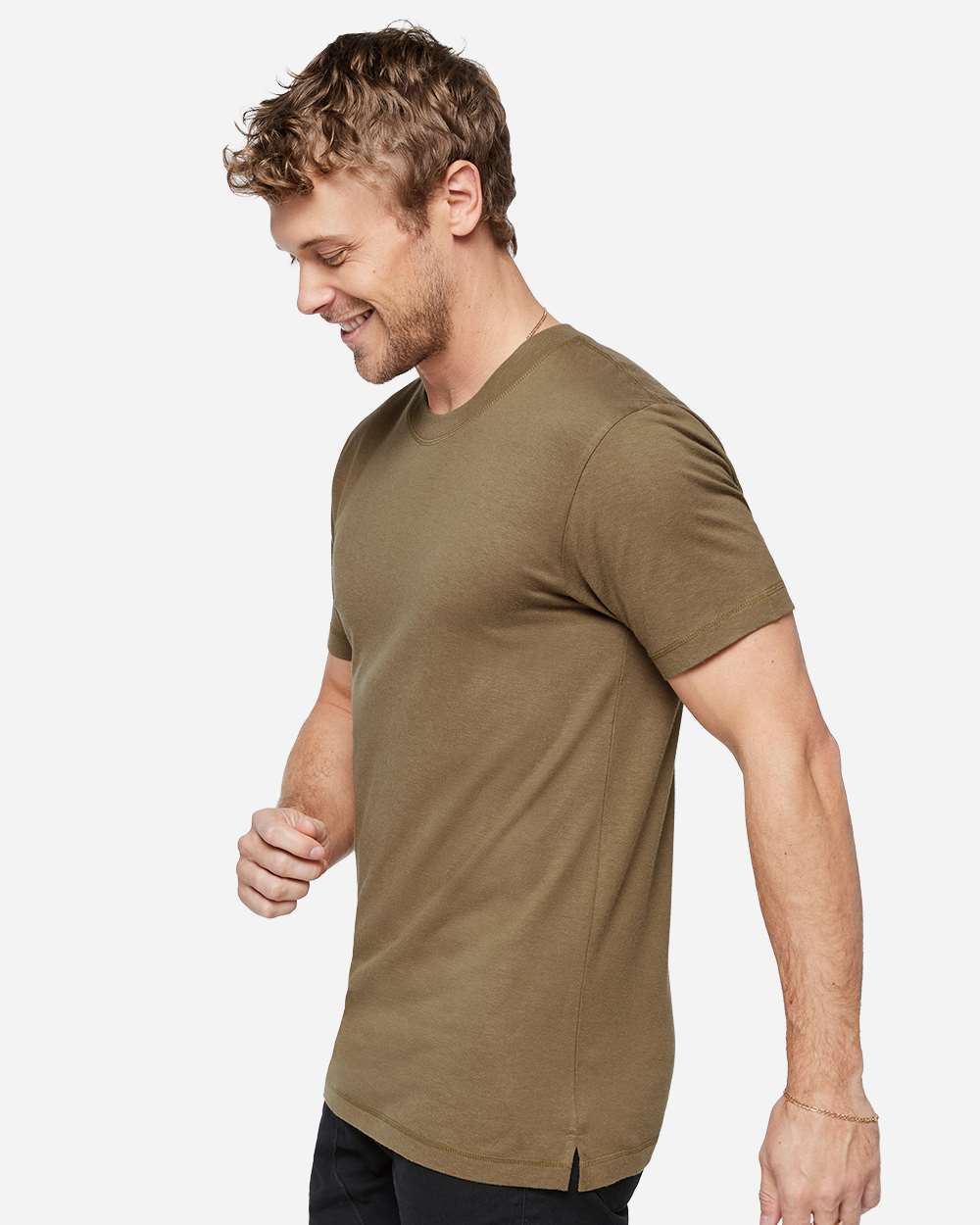 Unisex Bamboo Tee - OnModelSide - B08838553 - Coyote Brown