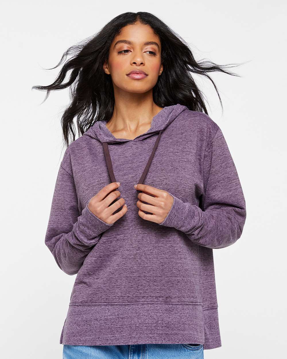 Women's Vintage Wash Hoodie Sweatshirt - OnModelFront - B09038043 - Weathered Plum