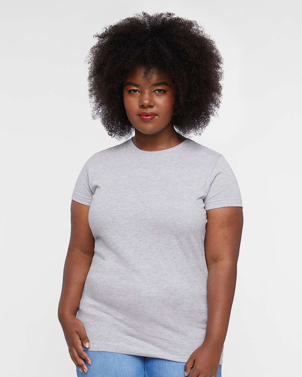 Women's Fitted Fine Jersey Tee - OnModelFront - B50338583 - Heather
