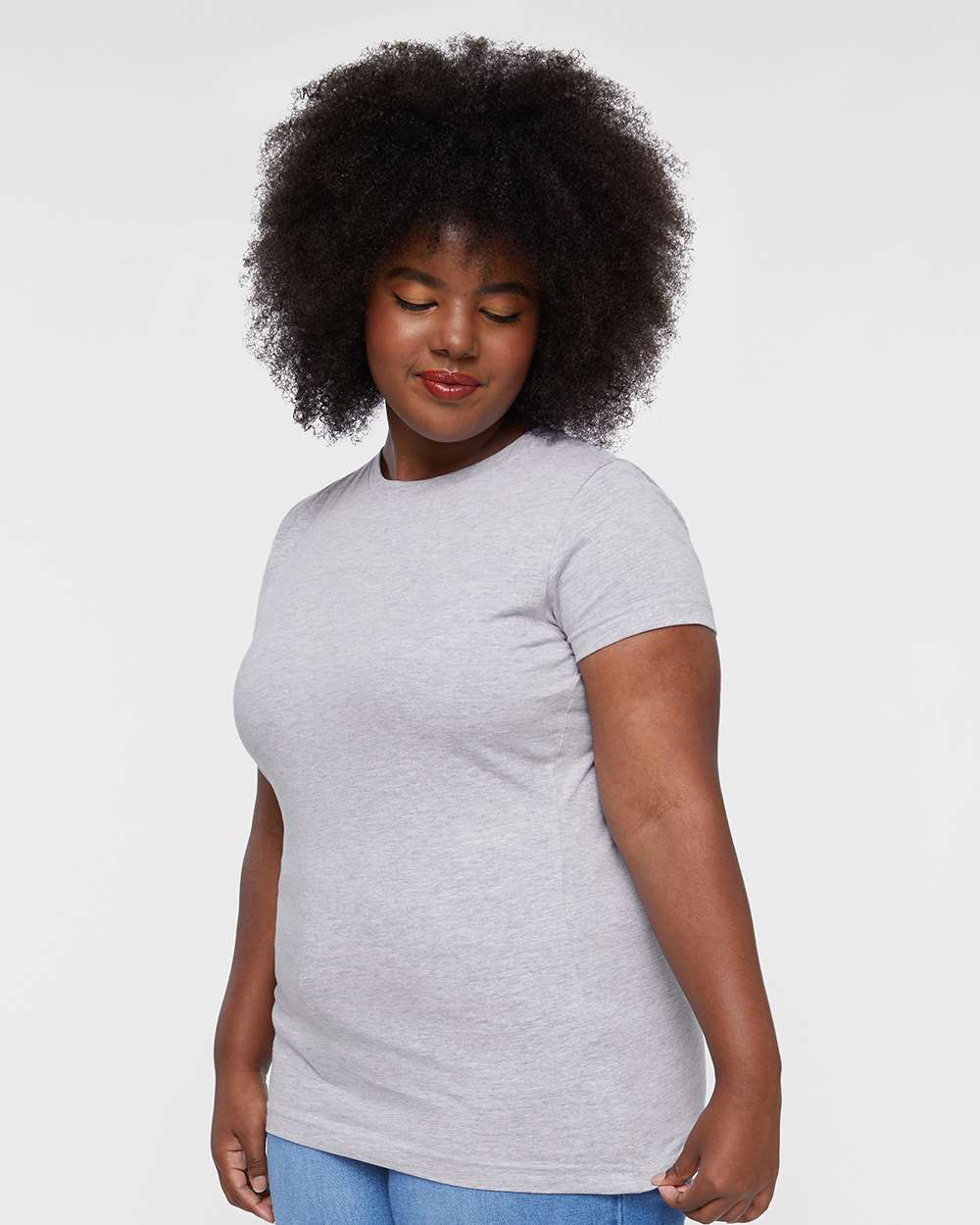 Women's Fitted Fine Jersey Tee - OnModelSide - B50338583 - Heather