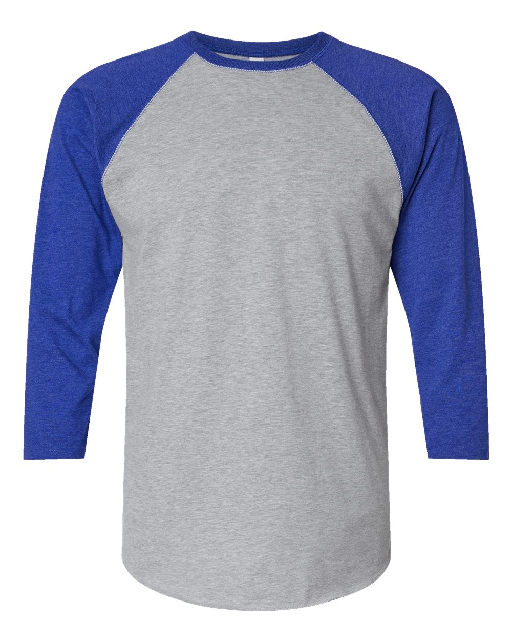 Men's Baseball Fine Jersey Three-Quarter Sleeve Tee - Front - B04838753 - Vintage Heather/ Vintage Royal