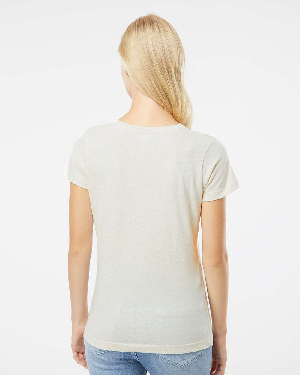 Women's Fine Jersey Tee - OnModelBack - B87238242 - Natural Heather
