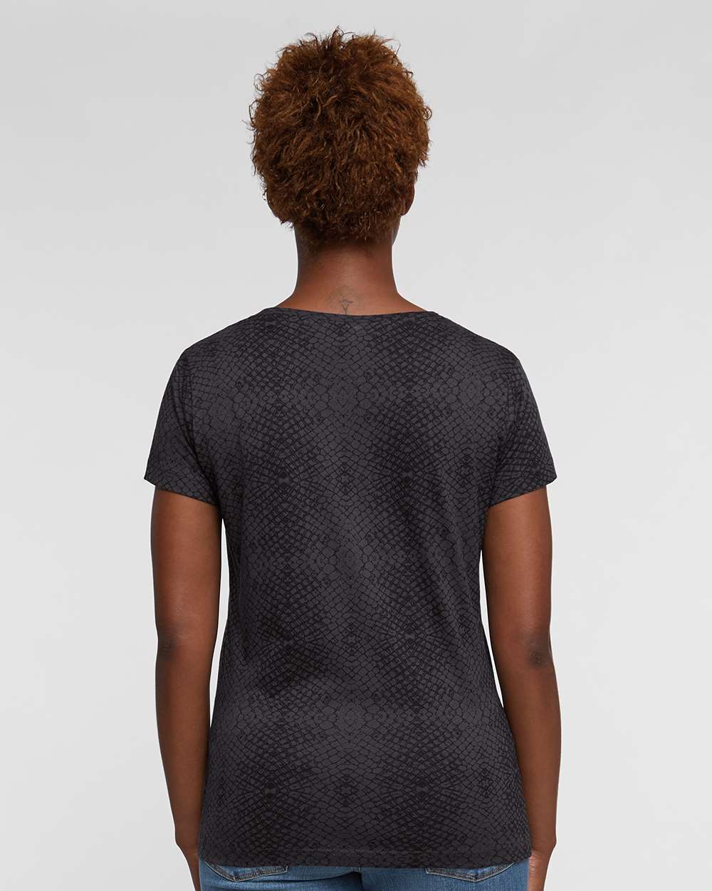Women's Fine Jersey Tee - OnModelBack - B87238562 - Black Reptile