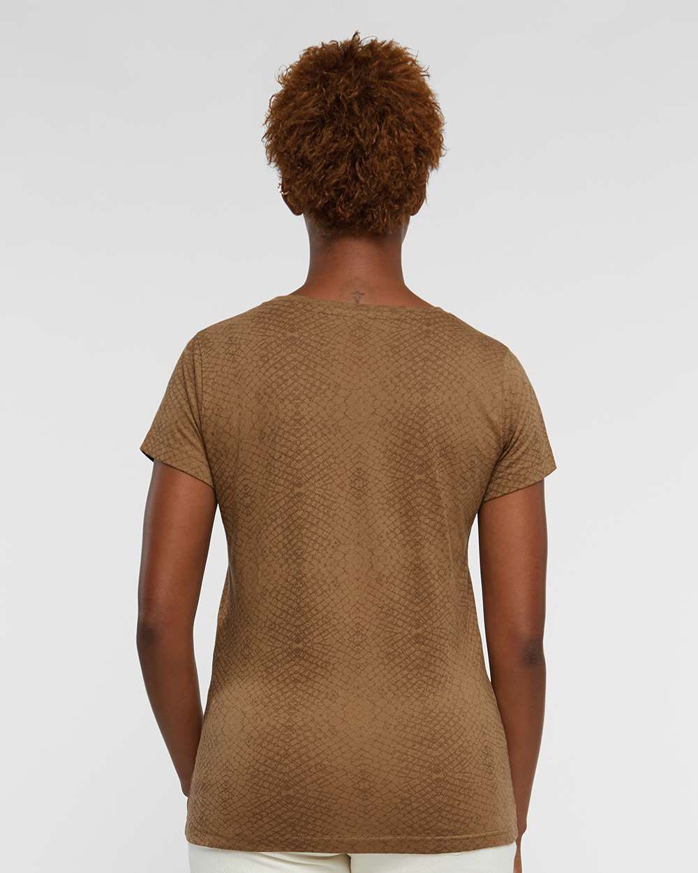 Women's Fine Jersey Tee - OnModelBack - B87238572 - Brown Reptile