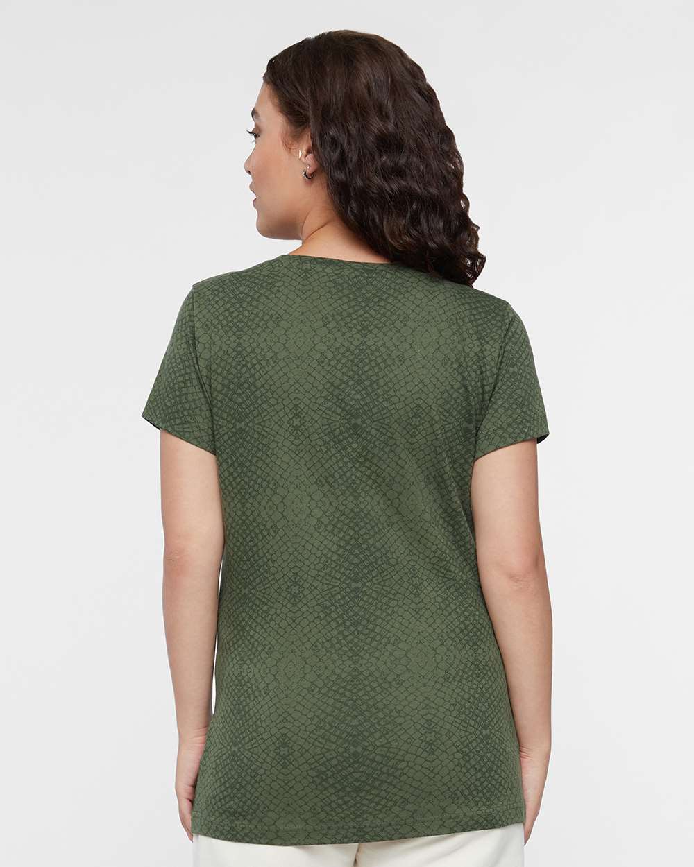 Women's Fine Jersey Tee - OnModelBack - B87238592 - Green Reptile