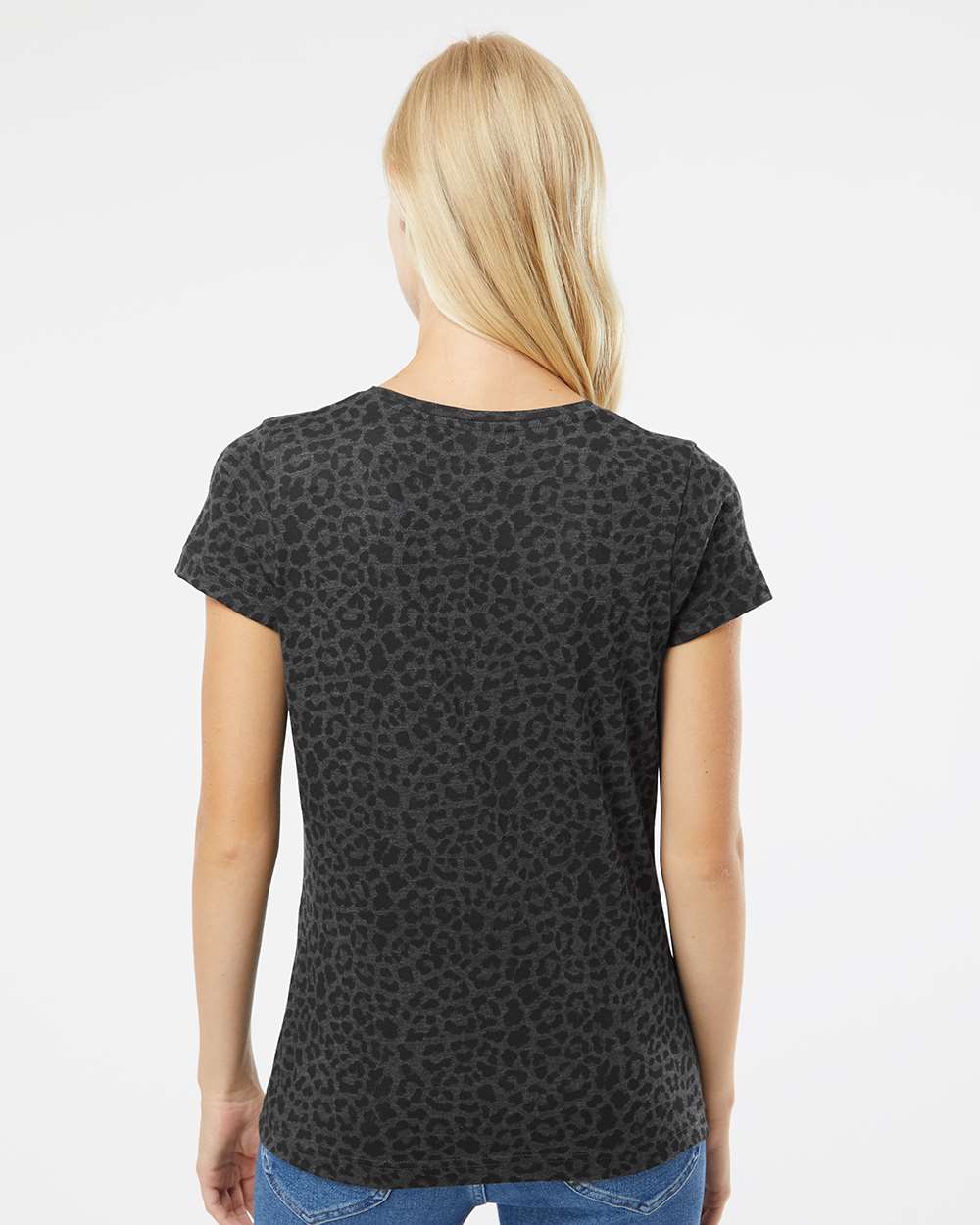 Women's Fine Jersey Tee - OnModelBack - B87238872 - Black Leopard