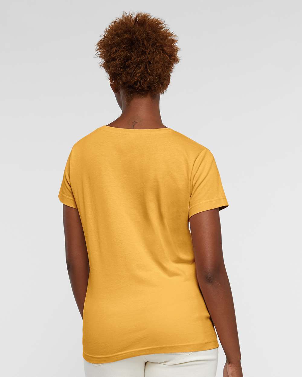 Women's Fine Jersey Tee - OnModelBack - B87238922 - Mustard