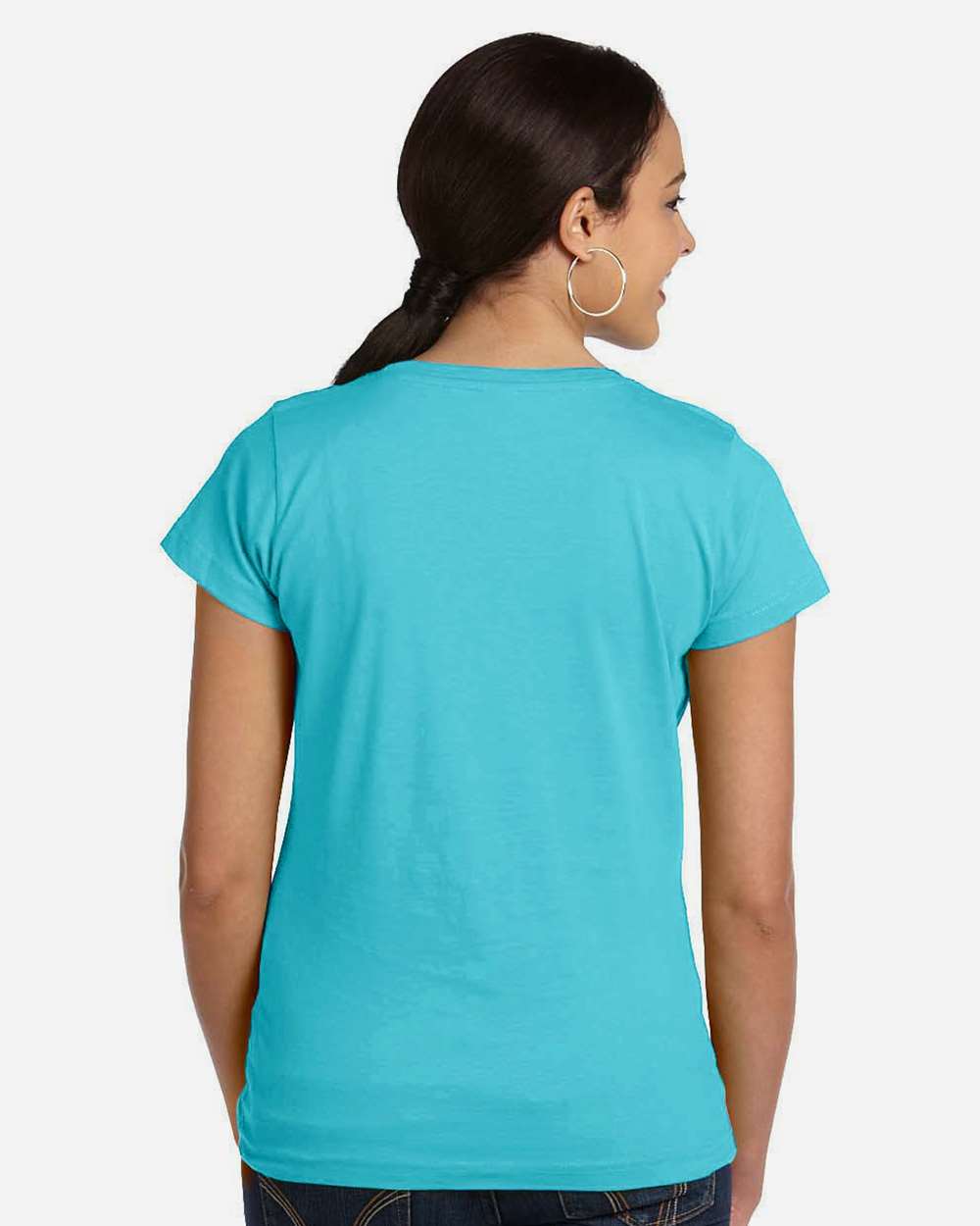 Women's Fine Jersey Tee - OnModelBack - B87238972 - Caribbean