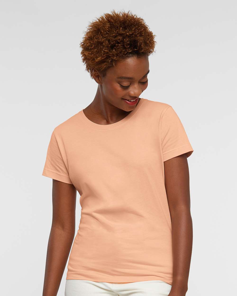 Women's Fine Jersey Tee - OnModelFront - B87238142 - Peachy