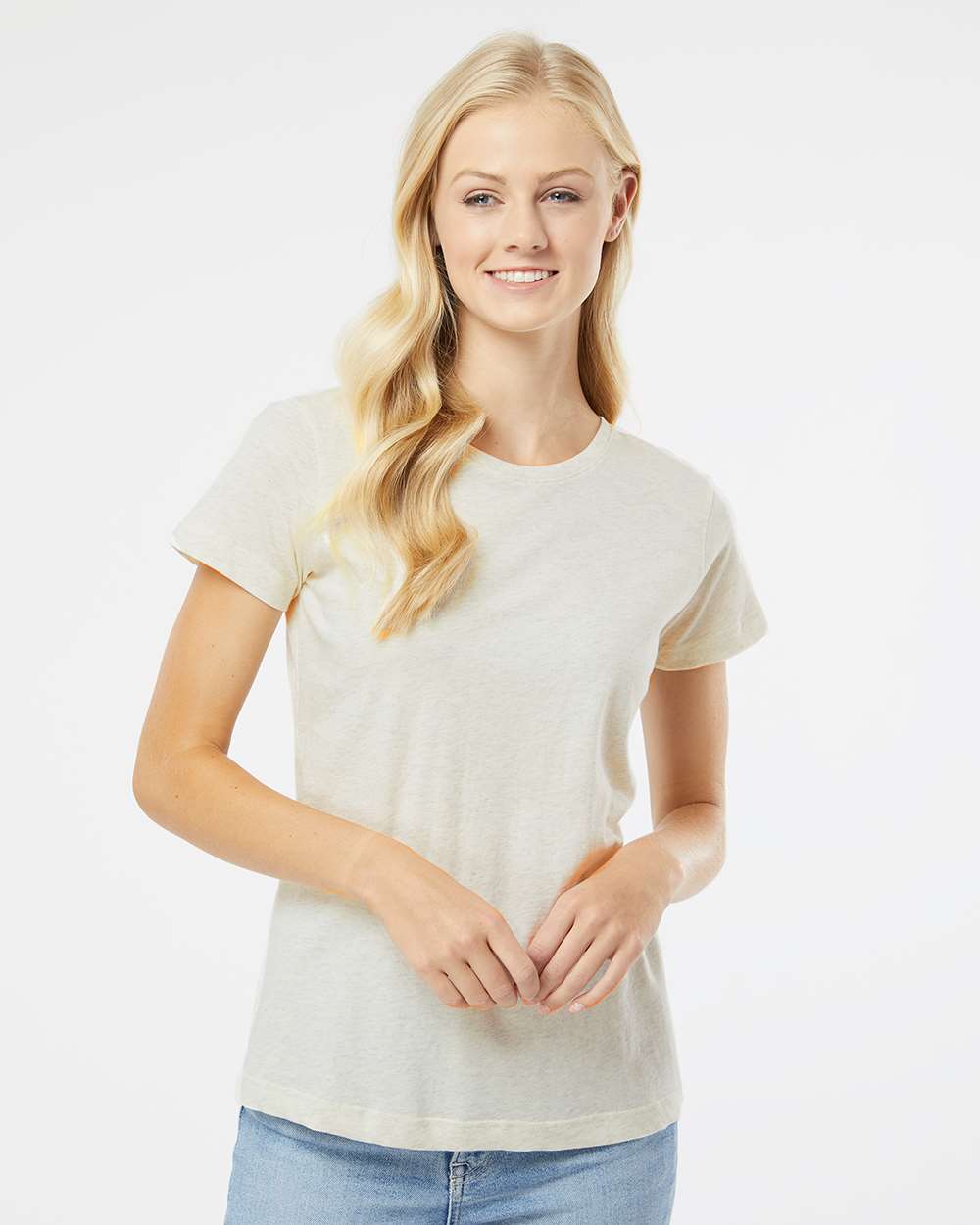 Women's Fine Jersey Tee - OnModelFront - B87238242 - Natural Heather