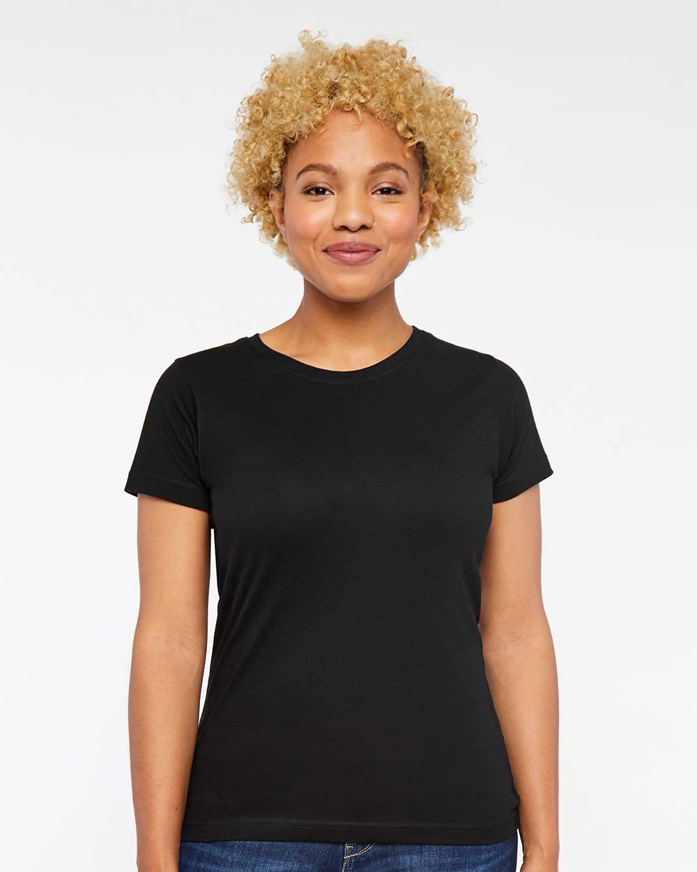 Women's Fine Jersey Tee - OnModelFront - B87238502 - Black