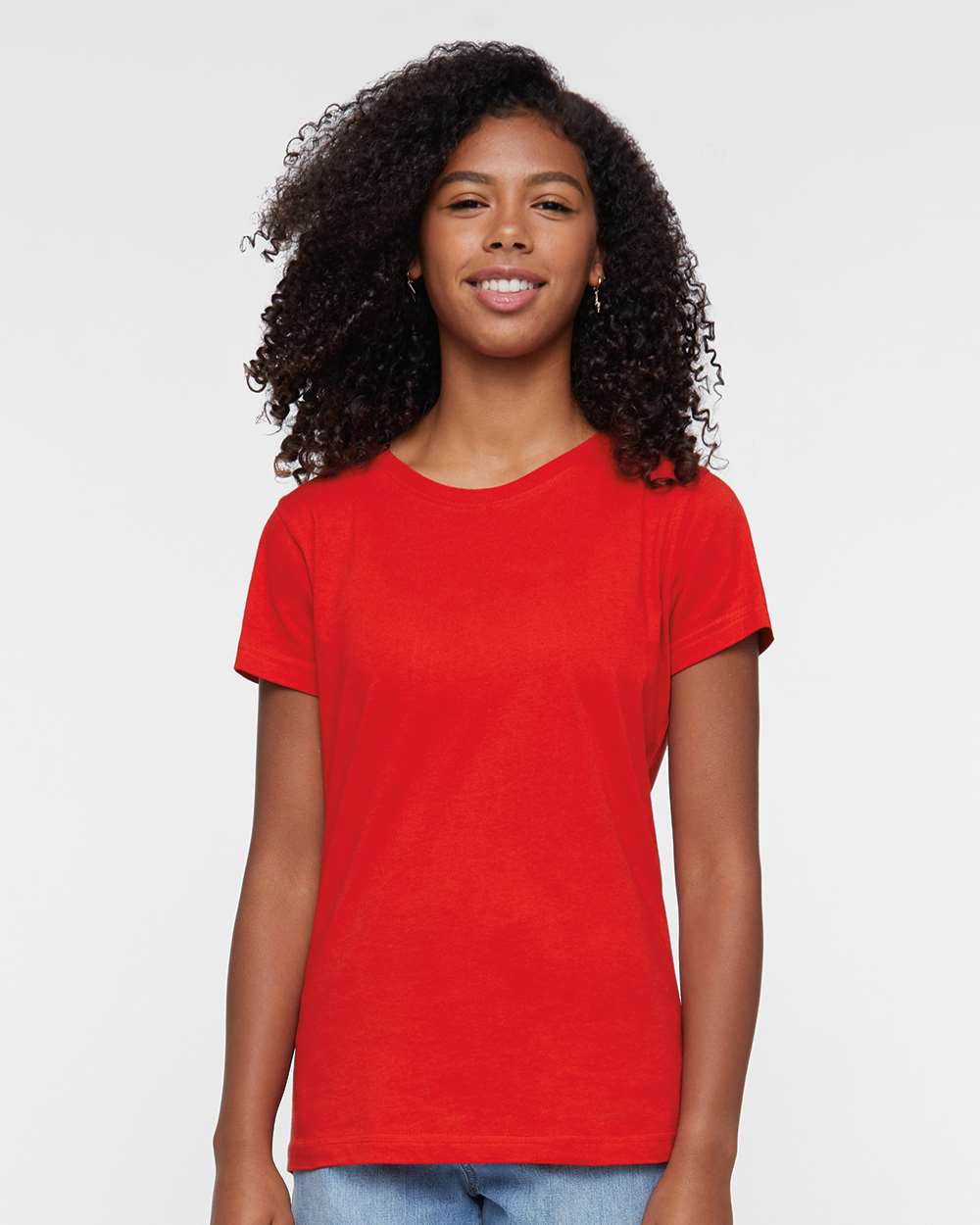 Women's Fine Jersey Tee - OnModelFront - B87238702 - Red
