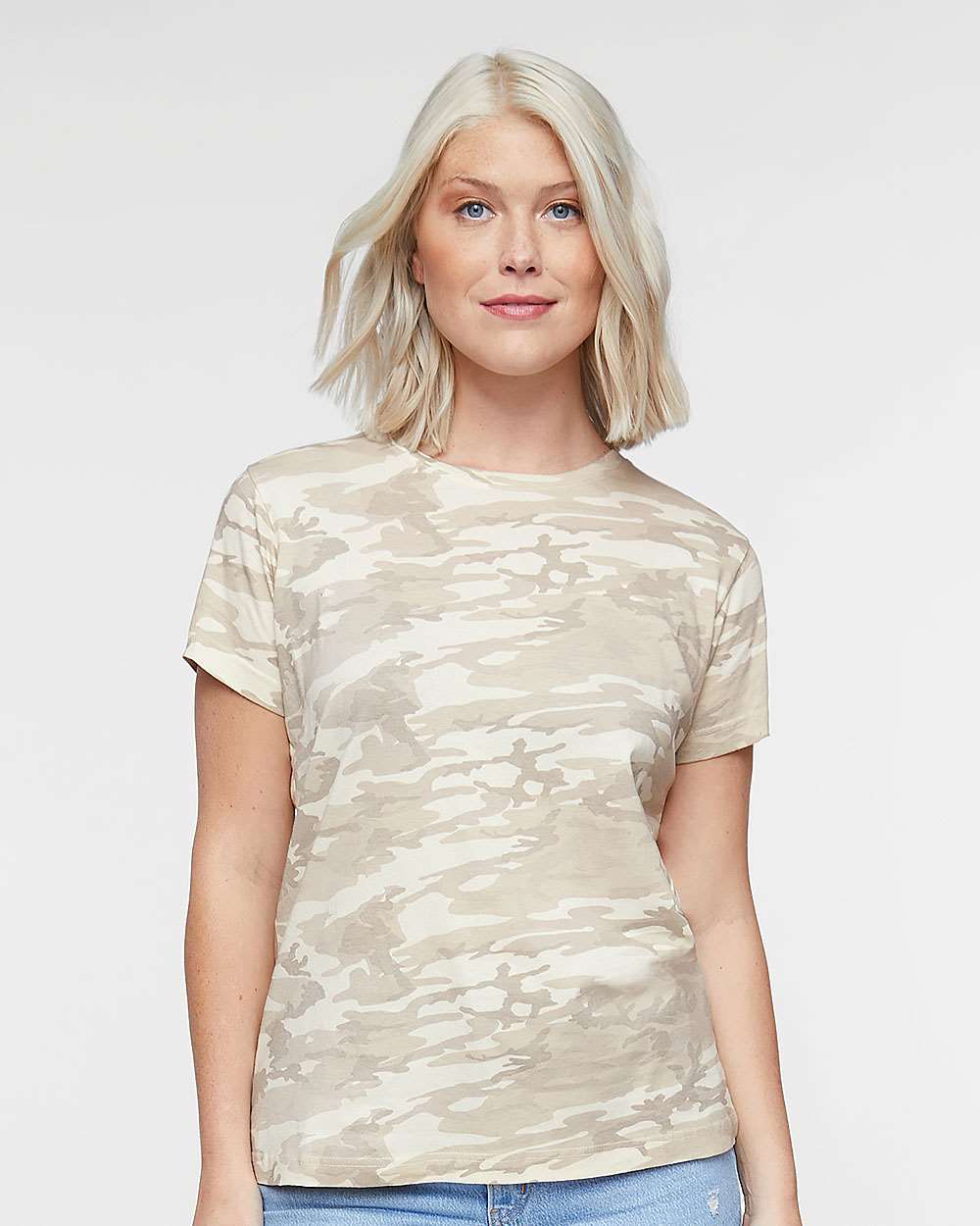 Women's Fine Jersey Tee - OnModelFront - B87238852 - Natural Camo