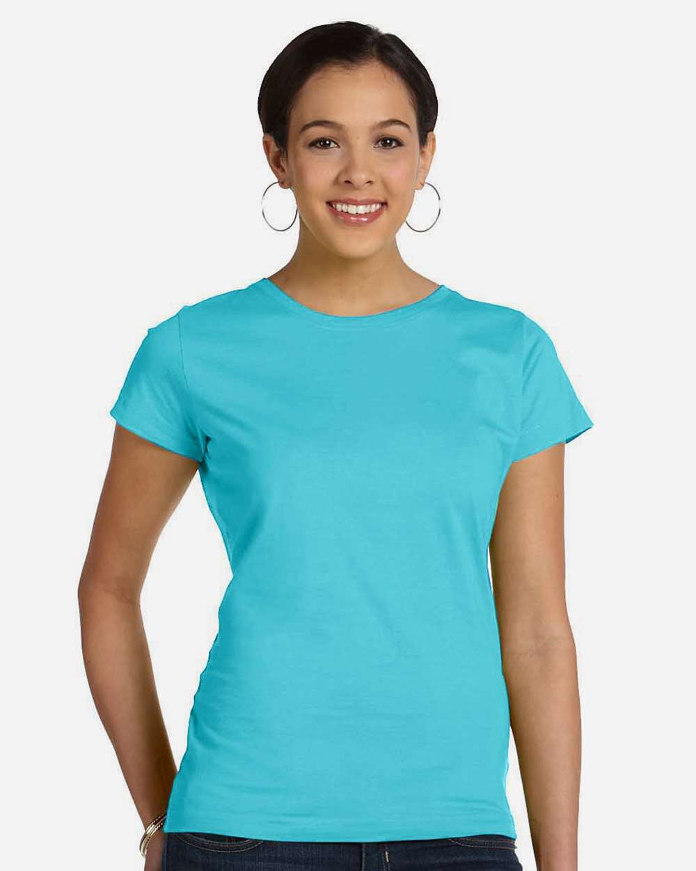 Women's Fine Jersey Tee - OnModelFront - B87238972 - Caribbean
