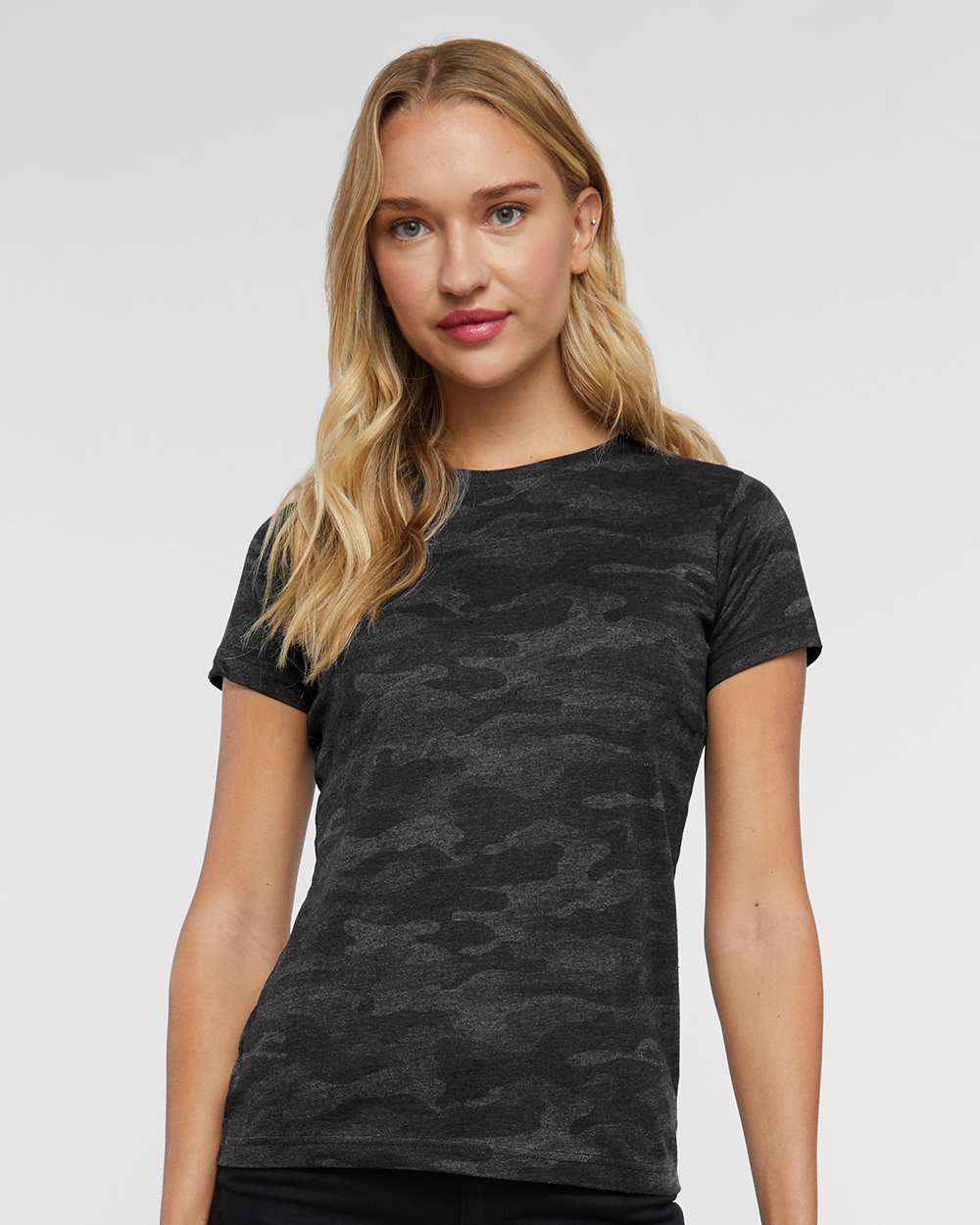 Women's Fine Jersey Tee - OnModelFront - B87238982 - Storm Camo