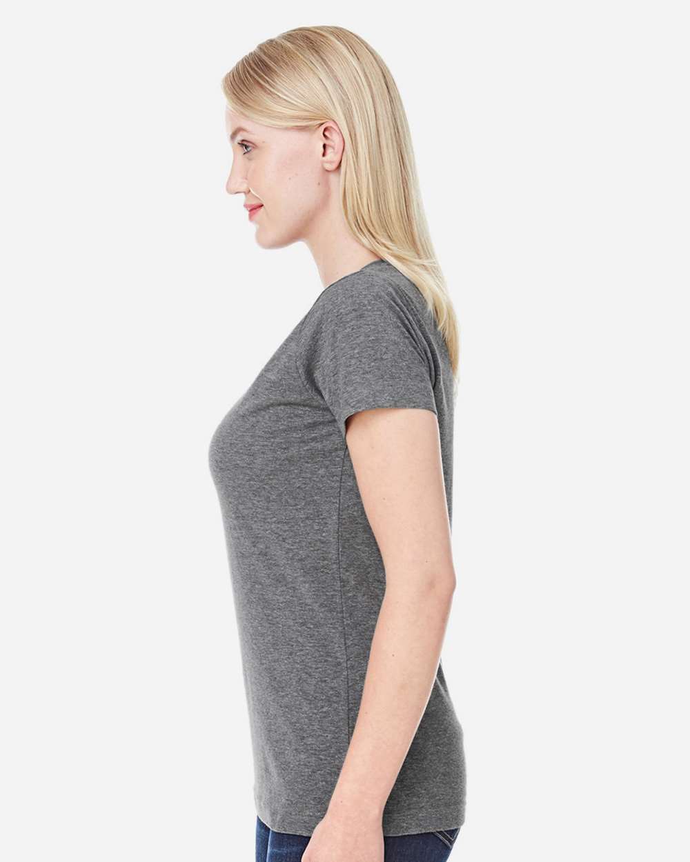 Women's Fine Jersey Tee - OnModelSide - B87238132 - Granite Heather
