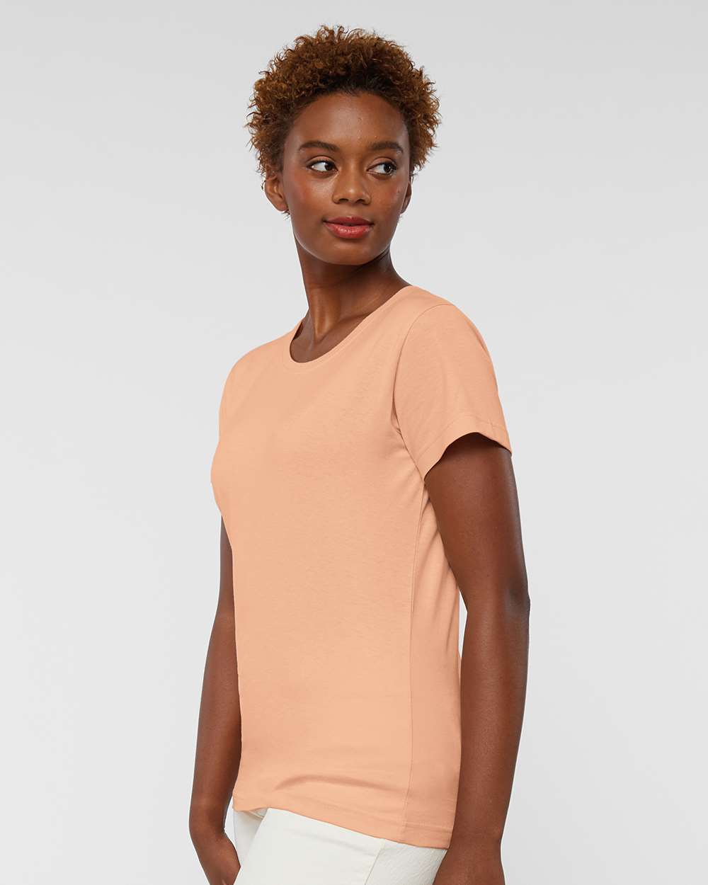 Women's Fine Jersey Tee - OnModelSide - B87238142 - Peachy
