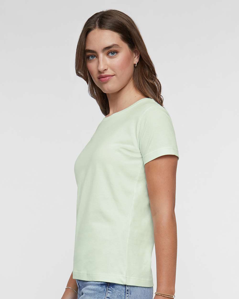 Women's Fine Jersey Tee - OnModelSide - B87238162 - Honeydew