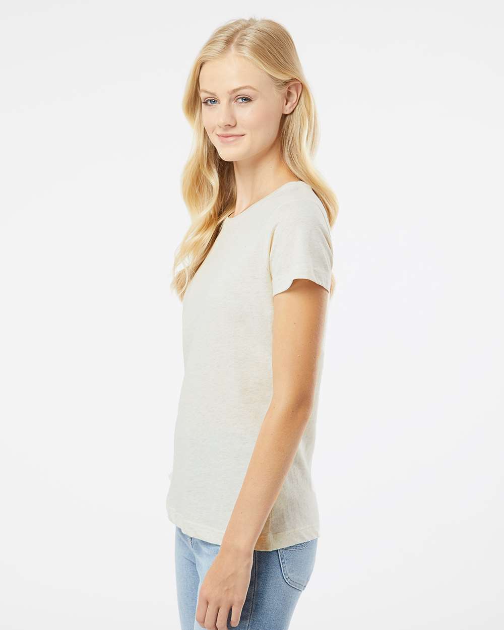 Women's Fine Jersey Tee - OnModelSide - B87238242 - Natural Heather