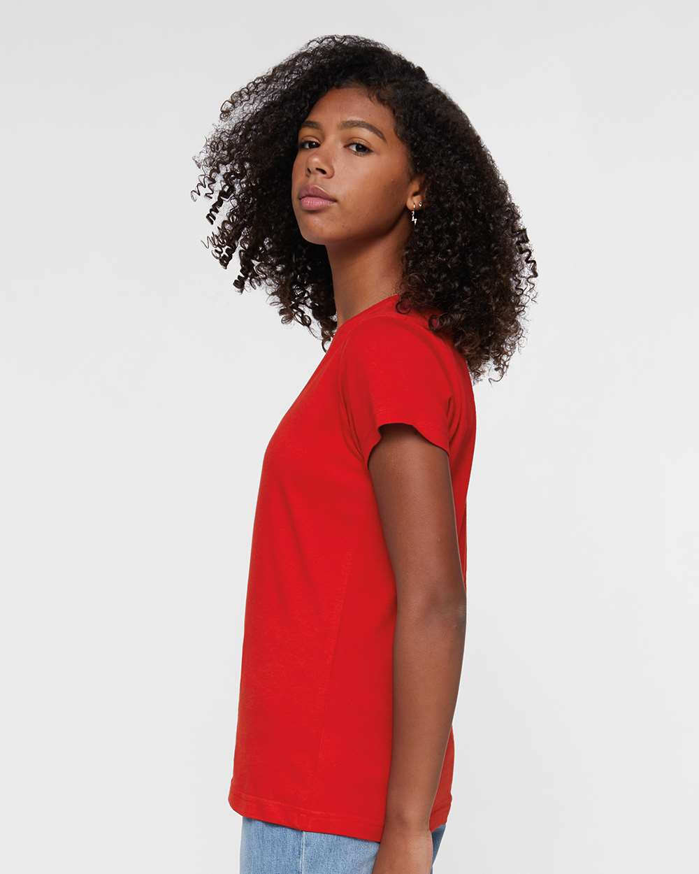 Women's Fine Jersey Tee - OnModelSide - B87238702 - Red