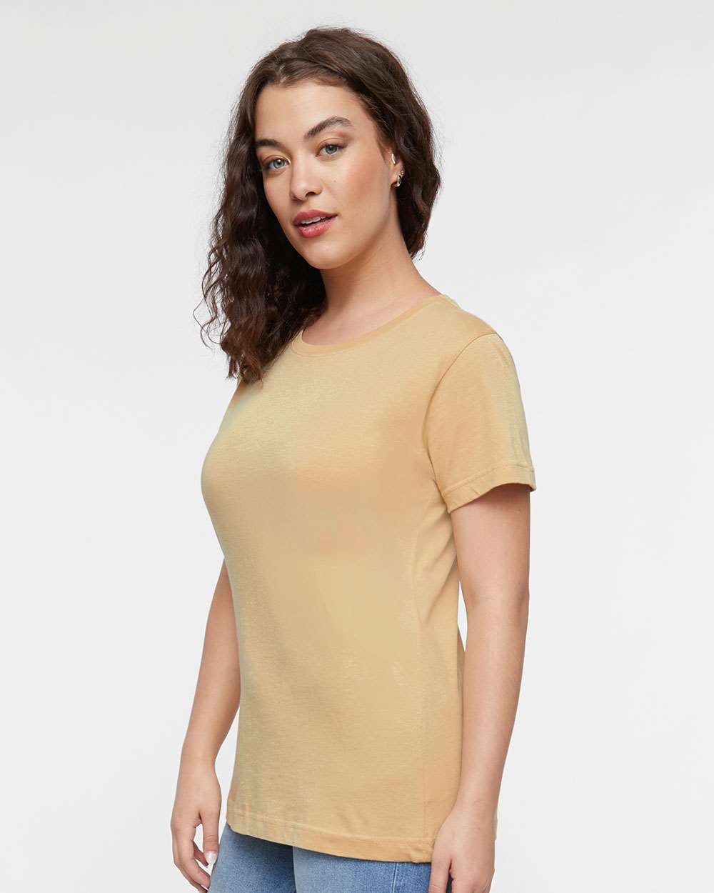 Women's Fine Jersey Tee - OnModelSide - B87238842 - Latte