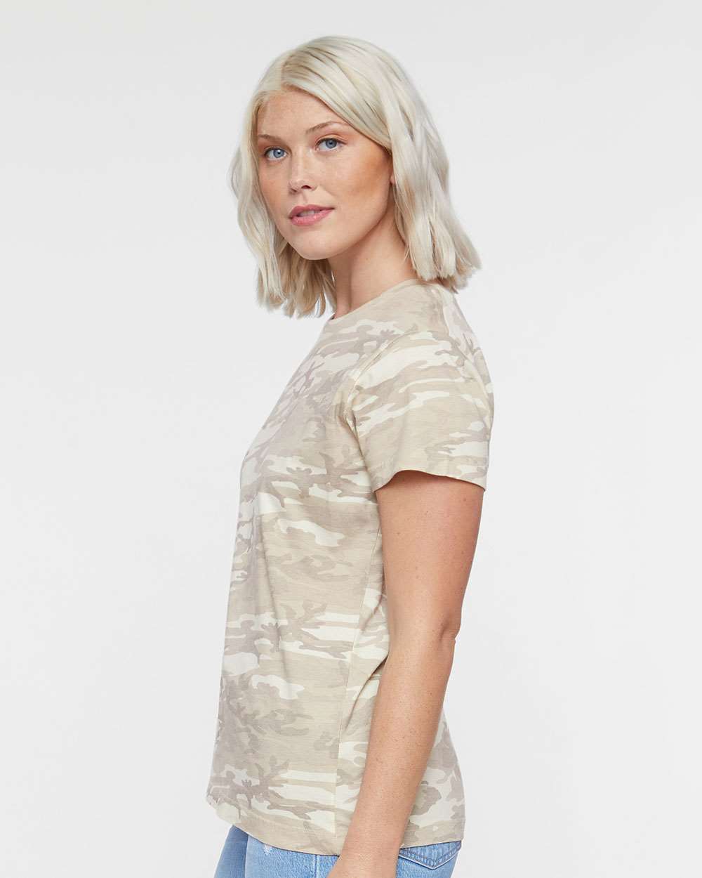 Women's Fine Jersey Tee - OnModelSide - B87238852 - Natural Camo