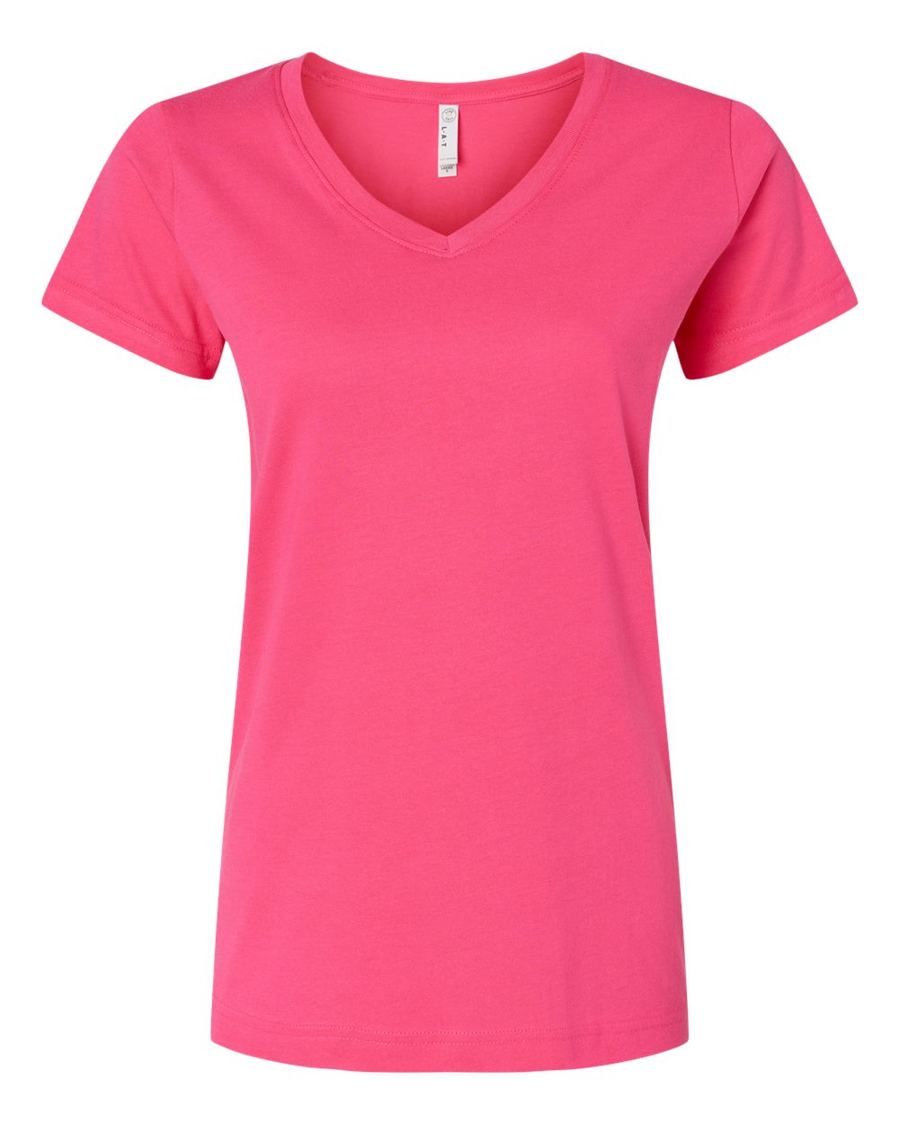 Women's Fine Jersey V-Neck Tee - Front - B80738312 - Hot Pink
