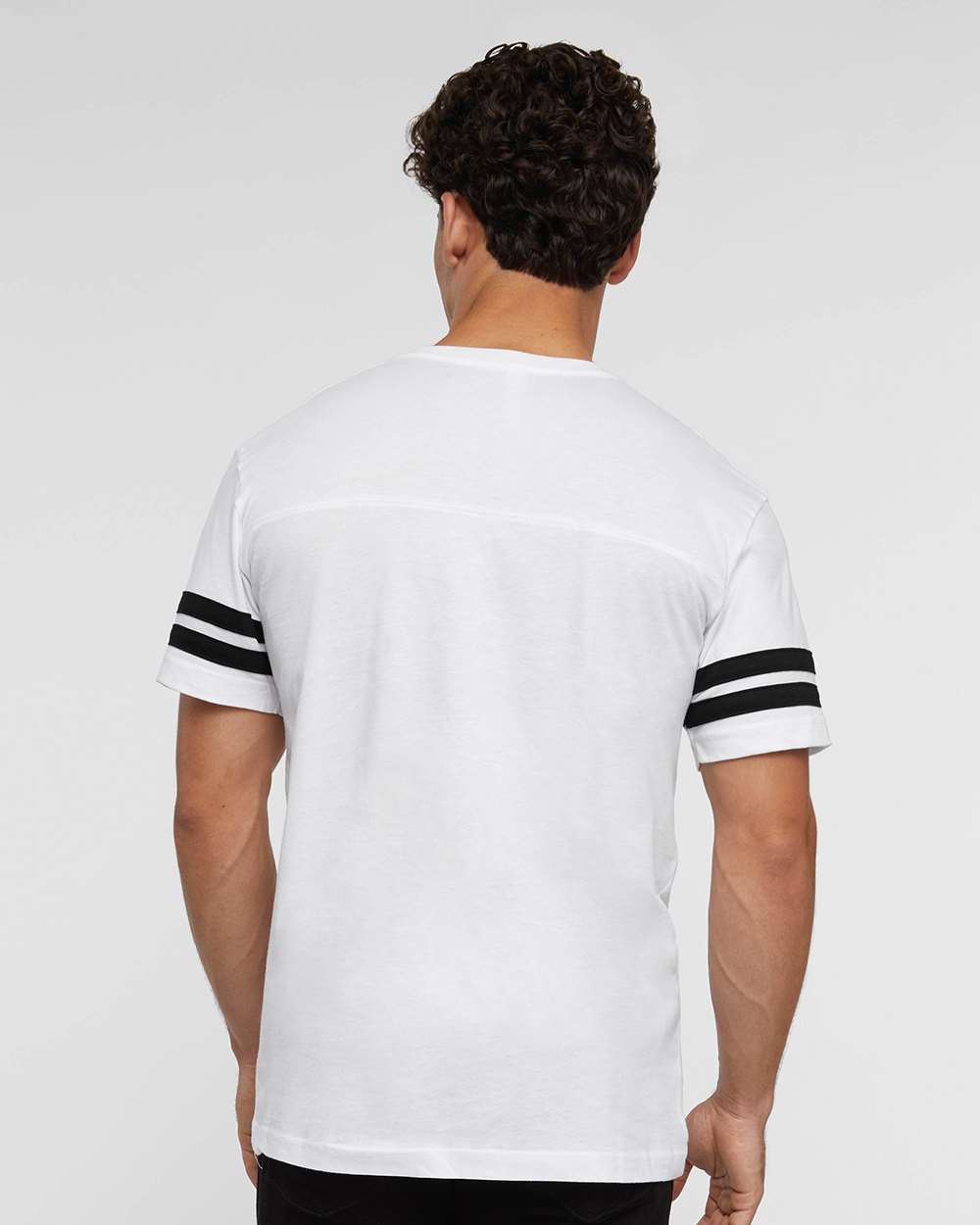 Men's Football Fine Jersey Tee - OnModelBack - B54938003 - White Solid/ Black