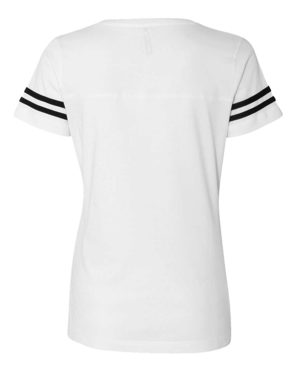 Women's Football V-Neck Fine Jersey Tee - Back - B54738003 - White Solid/ Black