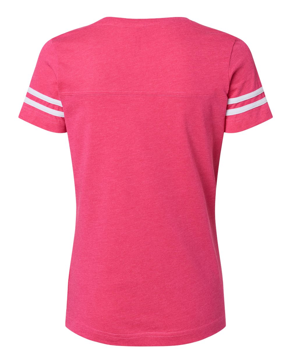 Women's Football V-Neck Fine Jersey Tee - Back - B54738313 - Vintage Hot Pink/ White